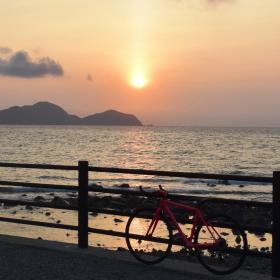 夕陽十分美麗的運賀·宗像自行車道